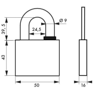 Cadenas à clé Reverso 50 mm - 4 clés réversibles - Corps laiton monobloc et anse acier cémenté_1