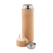Thermos - Bouteille isotherme en acier inoxydable et bambou avec infuseur à thé - 450 ml_1