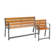 Banc public en acier et bois - SILAOS - fabrication écoresponsable, chêne certifié PEFC_1