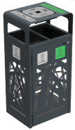 Corbeille de tri CYBEL 2x60L - anti nuisible, cendrier intégré, 36,2kg, 1050mm de hauteur_1