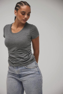 T-shirt femme triblend col rond - Bella + Canvas - Réf: BE8413 - Confort et douceur du textile - Charcoal Black Triblend_1