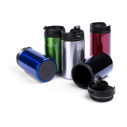 Mug thermos - acier inoxydable avec couvercle plastique et bec verseur - 280 ml - couleur noire_1