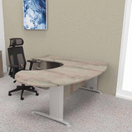 Bureau ergonomique et caisson intégré Sigma - Mobel Linea - 200, Alu, Gauche, 4 tiroirs, Chêne grisé_0