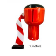Dérouleur de sangle en polyester rouge et blanc - Longueurs 3m et 9m - Compatible cônes diamètre max 8cm_1