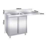 Plonge avec passage lave-vaisselle 140 x 70cm et placard - cuve à gauche l60 x p50 x h30 cm_1