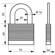 Cadenas à clé Protector 70 mm - acier au molybdène - haute résistance - Federal Lock_1