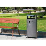 Poubelle publique Titan PA684 - acier zingué avec cendrier intégré et système de fixation_1