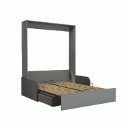 Armoire lit escamotable Dynamo Sofa - canapé avec accoudoirs tissu gris - couchage 160x200 cm_1