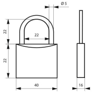 Cadenas à clé 40 mm - Anse inox Ø 5 - Corps laiton monobloc - THIRARD_1