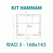 KIT CABINE HAMMAM À CARRELER RIAD 3 - 168X143 - 3 PLACES_1