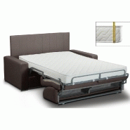 Canapé-lit 4 places - ouverture express - lattes 160 cm - matelas 16 cm - tête de lit intégrée - microfibre marron_1