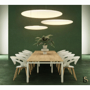 Table de conférence rectangulaire Mobel Linea - Blanc, Acacia clair, 300_1