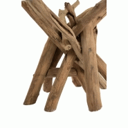 Table ronde nature SEVA - Plateau en verre - Piètement branches bois naturel - Ø128 cm_1