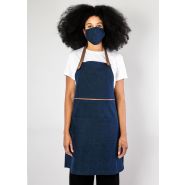 Tablier à bavette Antibes - denim avec détails simili-cuir - personnalisable et Made in France_1