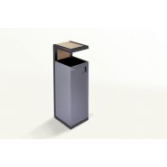 Poubelle publique Pavo 03.063.1 - Zano - 47 L - Lattes bois et acier noir ou inoxydable_1