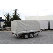 Remorque plateau HUMBAUR HT 353118 - 2 essieux, ridelles alu, roues dessous_1