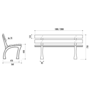 Banc public Burgos - 5 lames en bois exotique - pieds en fonte - 180 cm ou 200 cm - certifié FSC_1