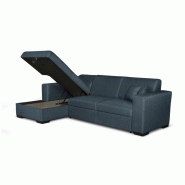 Canapé d'angle gauche convertible CABIRI bleu pétrole - avec coffre de rangement et coussins d'appoint_1