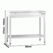 Table inox de découpe avec plan blanc - Profondeur 600 mm | Ggm - 800_1