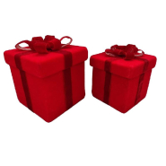 Cadeau velours rouge ruban rouge 25x25x31cm_1