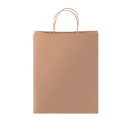 Sac cadeau Noël en papier kraft recyclé - motif estampillé, poignées rondes et étiquette cadeau - 140 g/m²_1