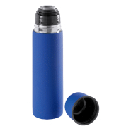 Thermos en acier inoxydable - finition caoutchoutée - 500 ml - livré avec boîte papier - couleur bleue_1