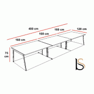 Grande table de réunion X3 - Officity - Blanc 9010, Gris, 480_1