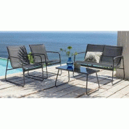 Salon de jardin bas riviera noir 4 pièces – MTF – acier / textilène – 3exn0054_1