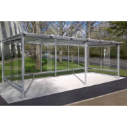 Abri bus sur mesure - Toit plat avec pente arrière 5% - Série AP - Poteaux métalliques anti-corrosion_1