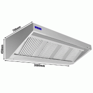 Hotte murale Inox - 3m - avec moteur, régulateur, filtre et éclairage - P 700 mm | GGM_1