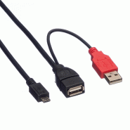 Roline câble usb 2.0 en y, 2x type a (m/f) - micro b m, 1 m_1