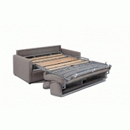 Canapé convertible Suède - 140cm ouverture express - Sommier à lattes Renatonisi - Matelas 16 cm tweed bleu_1