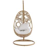 Fauteuil suspendu VANA - Aluminium et roseau beige - Bohème chic, intérieur/extérieur_1