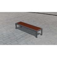 Banc haute qualité en acier inoxydable et bois exotique - 2m standard - Référence MUB14_1