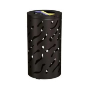 Corbeille Tri Sélectif Venise - 2×60 L - Acier et Tôle - Dimensions ø 450 x 845 mm - Double Compartiments - Couvercle avec serrure_1