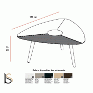 Table de réunion triangulaire Rail avec cuir- Bralco - Non, Chêne gris_1
