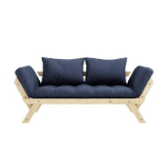 Banquette méridienne convertible futon BEBOP en pin naturel - Coloris bleu marine - Couchage 75x200 cm_1