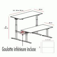 Bureau bench réglable en hauteur UP - Mobel Linea - Non, 140, Alu, Acacia clair_2