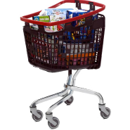 Chariot de magasin 100L - Base en acier zingué - Panier en polypropylène gris foncé - Roulettes 120mm - Normes TUV - 5 coloris disponibles_1