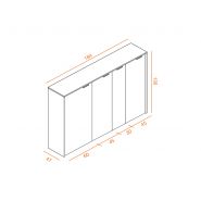 Armoire mi-haute push open laquée Ostara O5 - L184 x H130 cm - 4 compartiments et espace ouvert finition bois_1