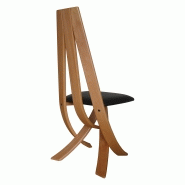 Ensemble de 2 chaises design en bois et simili cuir noir