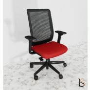 Siège bureautique Wi max dossier filet - Sokoa - Rouge, Oui, Réglable 3D, Non, Sol dur_0