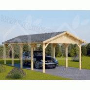 Abri voiture carport camping car 24,5m² / structure en bois / toiture à deux pans en tuile_1