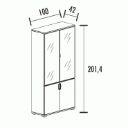 Arm. 2 ptes. Verre 2 étag. + 2 ptes. Bois 1 étag. (L : 100 cm x P : 42 cm x H : 201,40 cm) So Laroya_1