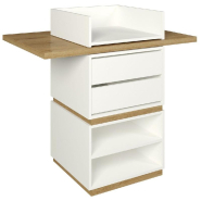 Comptoir L60xP60xH114cm blanc super mat + plateau bois L120xP80cm Ep.38mm_1
