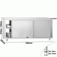 Meuble bas inox central traversant passe-plat P 600 mm -_1