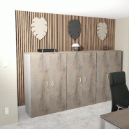 Armoire moyenne avec portes en bois - Mobel Linea - 80, Chêne grisé_2