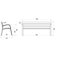 Banc public Modo 180 cm en bois exotique - 6 lames avec traitement protecteur fongicide, insecticide et hydrofuge_1