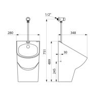 Easy-D céramique - urinoir Delabie avec robinet temporisé Temposoft 2 équerre - pack complet pour collectivité_1
