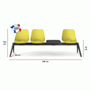 Poutre d'accueil BAKEA - Sokoa - Taupe, 3 places + 1 tablette_1